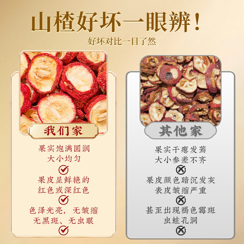 福茗源花果茶 纯正山楂干片500g 特级品质无硫熏泡水喝的山楂片酸甜口感高清大图