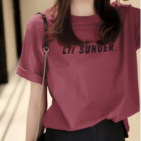 唐狮经典字母印夏季新款百搭棉女式上衣修身显瘦短袖T恤