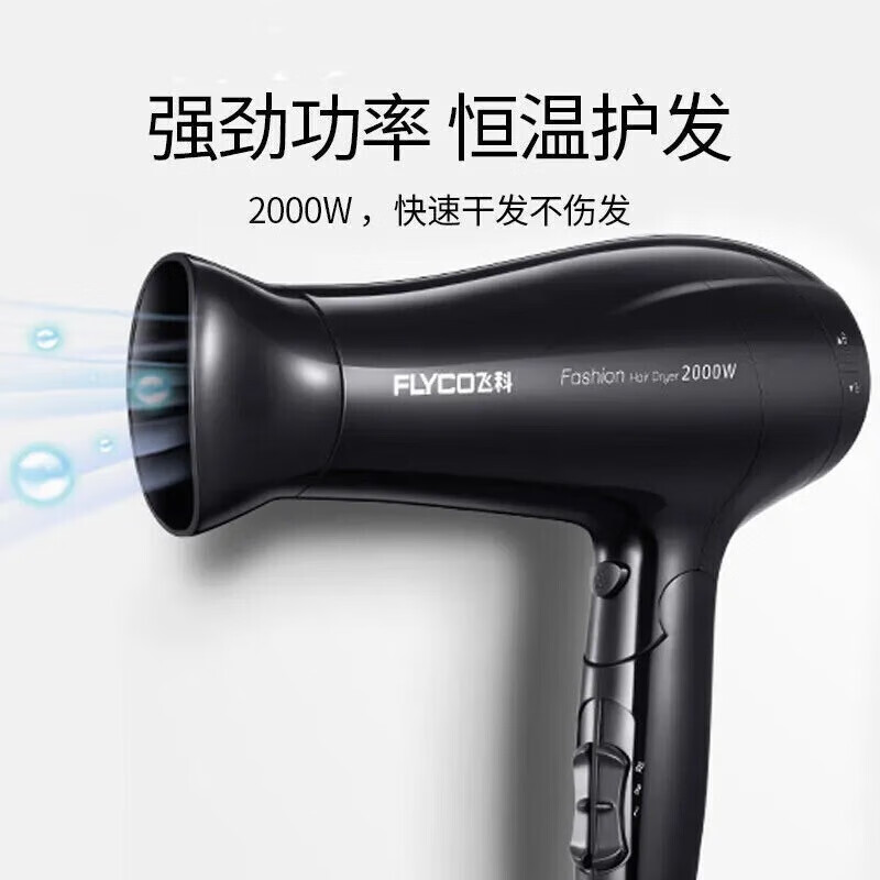 飞科(FLYCO)电吹风FH6231黑色家用大功率吹风筒旅行负离子吹风机冷热风理发店发廊可折叠低调高清大图