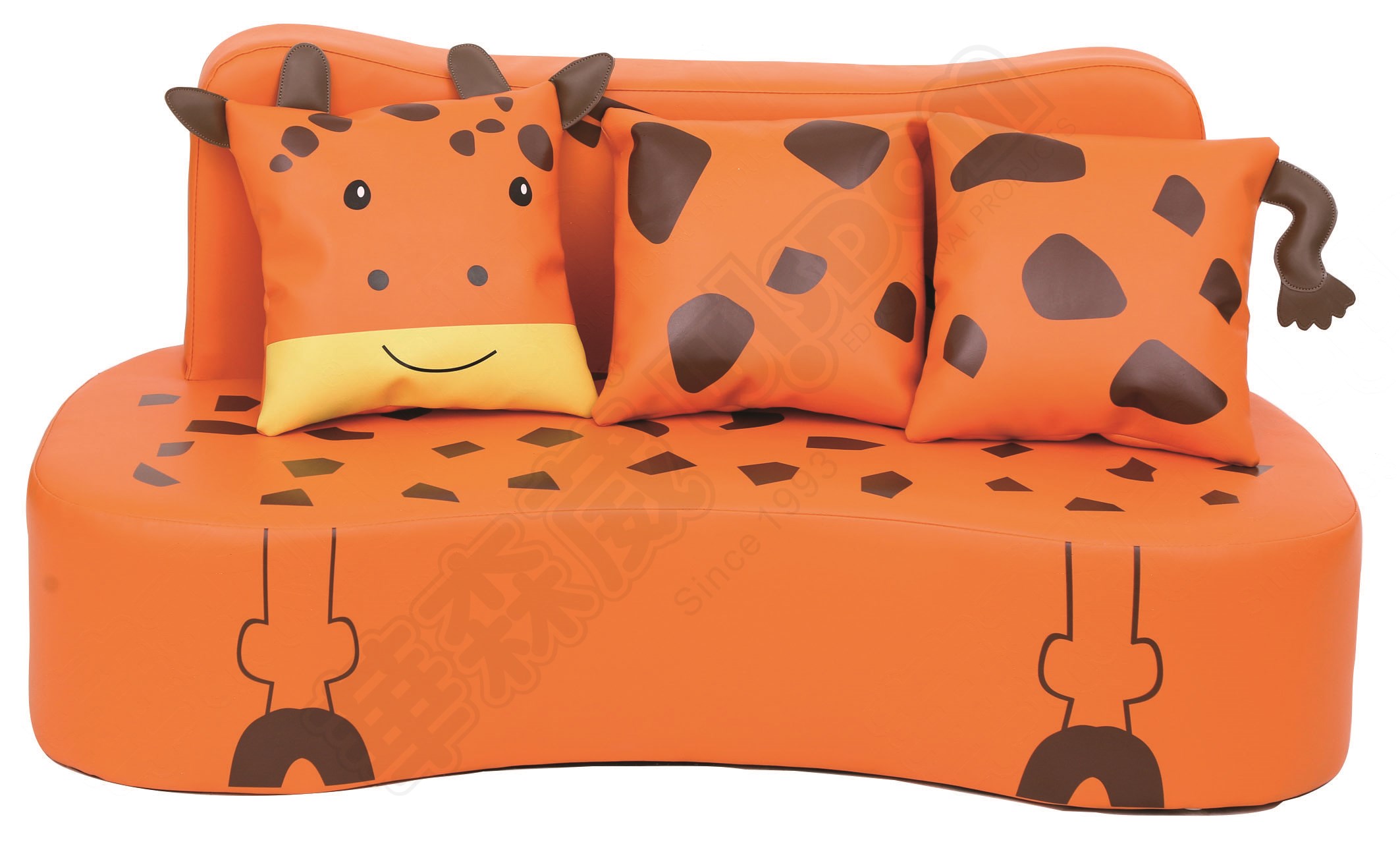 华森葳儿童家具沙发座椅-三人动物沙发-长颈鹿