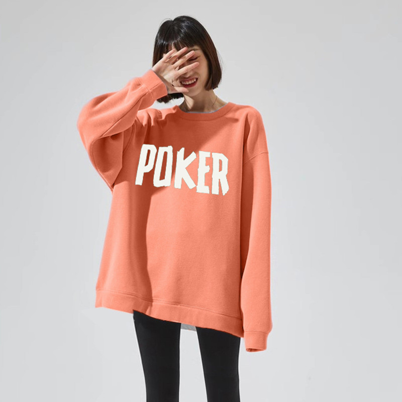 唐狮春季圆领卫衣女韩版宽松甜酷风时尚加绒上衣ins学院风