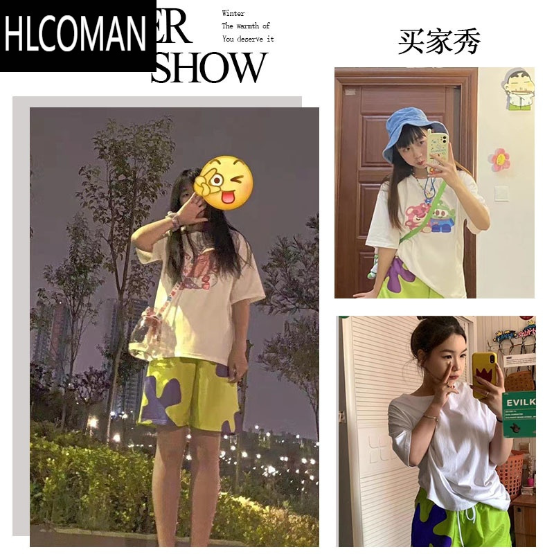 HLCOMAN派大星同款沙滩裤男士可下水夏季加肥加大码潮牌泳裤五分短裤休闲