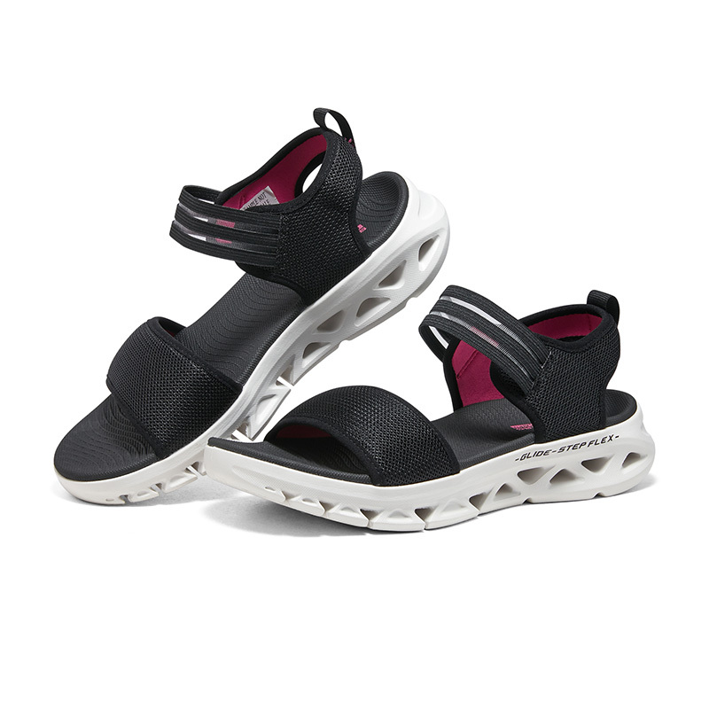 Skechers斯凯奇2023女子夏季新款户外凉鞋露趾简约耐磨舒适141251-BKW
