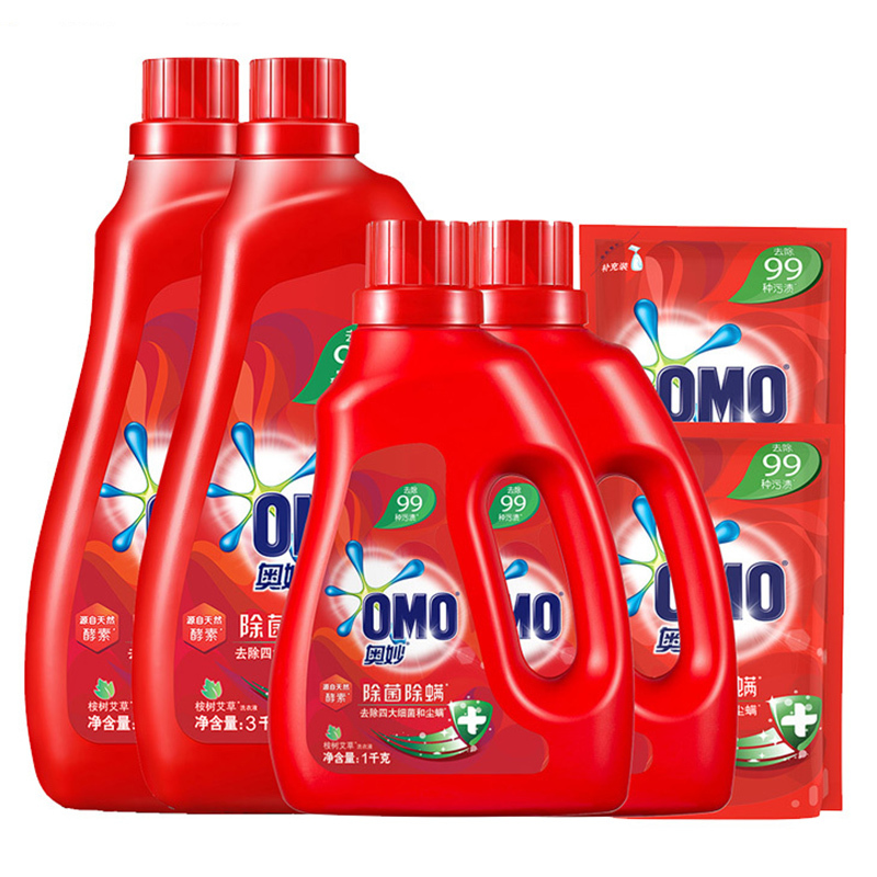 [17.6斤组合装]奥妙(OMO) 除菌除螨洗衣液 3kg*2+1kg*2+400g*2(新老包装随机发货)[联合利华]