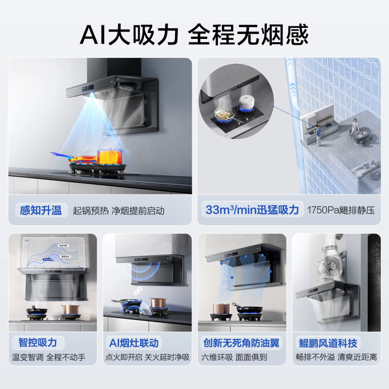 老板[小环翼C5Pro]顶侧环吸33风量家用大吸力 温感烟灶联动吸油烟机 防干烧燃气灶具烟灶套装C5Pro+C5 天然气高清大图