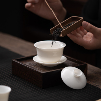 佳德美羊脂玉瓷绽放三才盖碗瓷化陶瓷中国白套组120ML