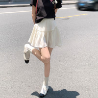 2024年夏季女拼接蛋糕短裙设计感高级时尚减龄百搭潮流简约_137865 M 米白