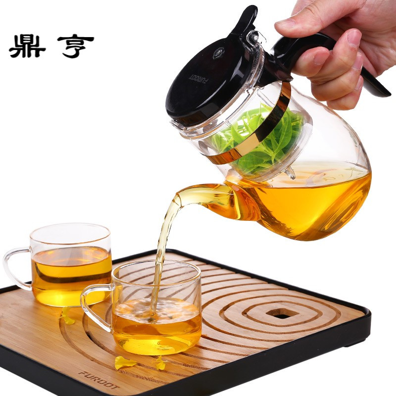 鼎亨飘逸杯耐热加厚玻璃泡茶壶全过滤可拆洗冲泡器花茶壶茶具套装