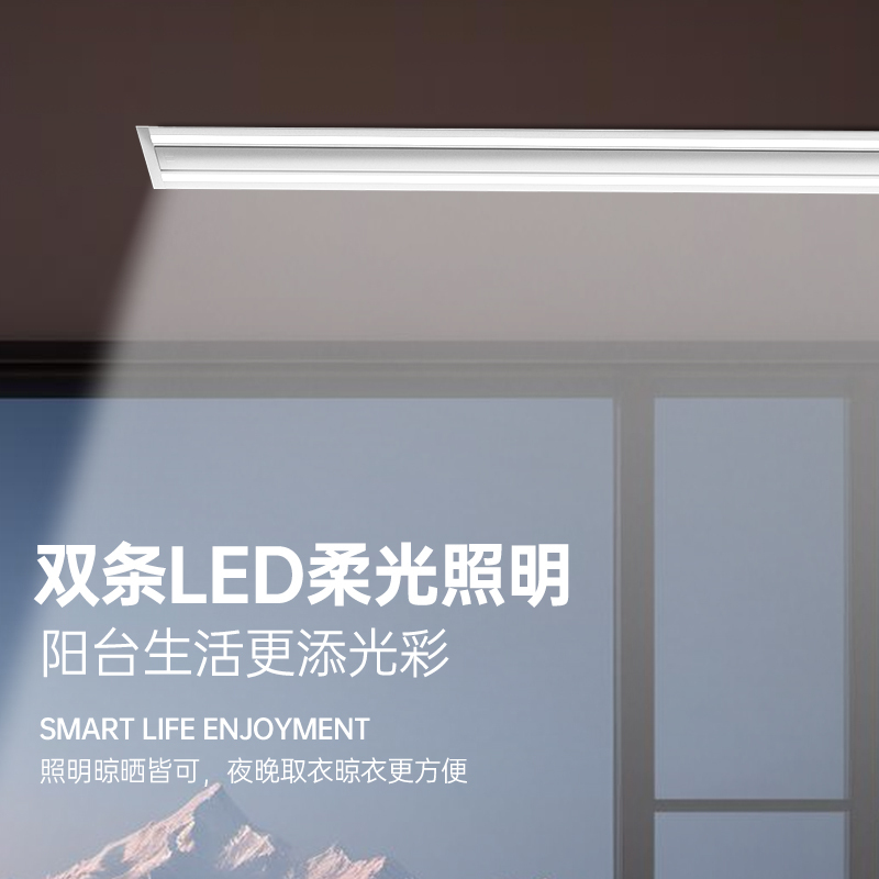 顶固(TopStrong)电动晾衣架HW05 全嵌入式LED隐形晾衣机两线天无线射频遥控双条LED柔光照明轻托上升高清大图