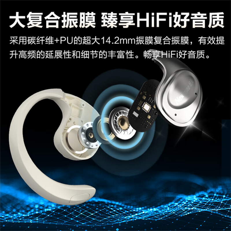 纽曼 蓝牙耳机挂耳式TWS-Q2云岩白高清大图