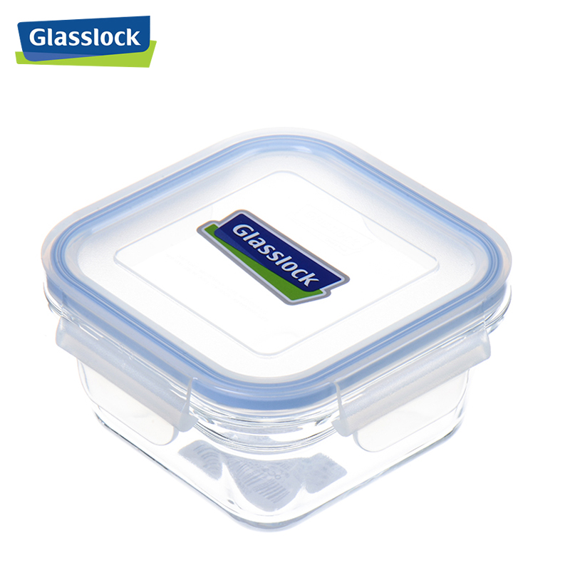 Glasslock耐热钢化玻璃微烤两用方形保鲜盒405ml OCST040高清大图