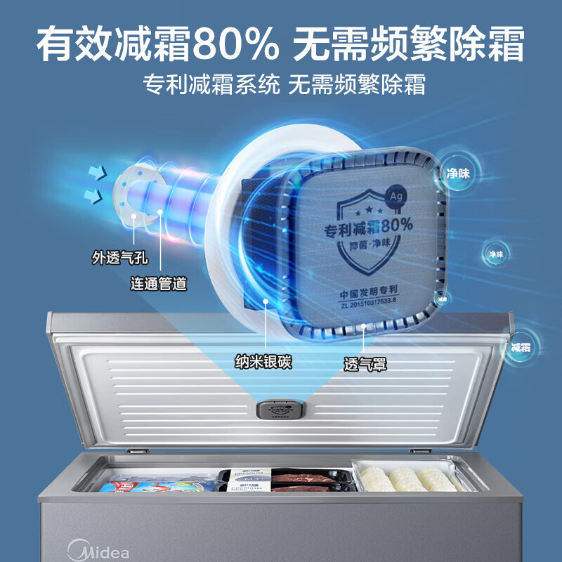 [官方旗舰店]美的200升-40℃超低温速冻冰柜BD/BC-200KEM(E) 家用商用减霜冷藏柜一级小冰柜保鲜小型冰箱高清大图