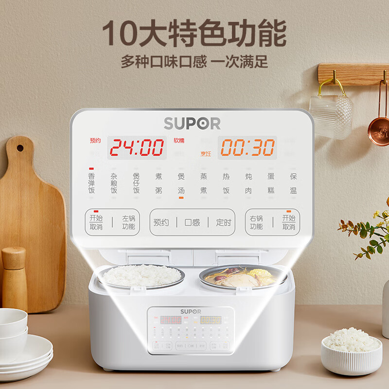 苏泊尔(SUPOR)双胆电饭煲电饭锅2+2L迷你电饭煲白色SF20TC601