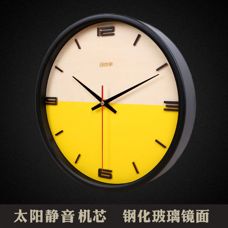 北欧原木质挂钟客厅创意静音时钟/木制木挂表简约钟表木时尚墙钟