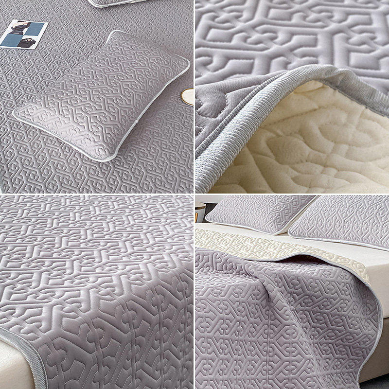 添福运 乳胶凉席三件套可折叠可水洗加厚防滑卡通凉席透气舒适冰丝凉席夏季三件套学生宿舍单人空调席子床单高清大图