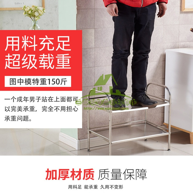 新款不锈钢厨房置物架2层微波炉架烤箱架两层收纳储物料架放锅架子收纳层架