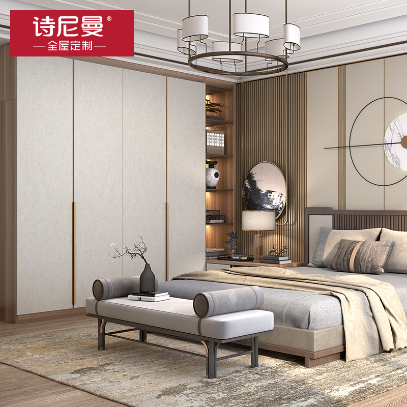 诗尼曼全屋定制整体家具轻奢风走入式平开门衣柜定制衣帽间入户柜