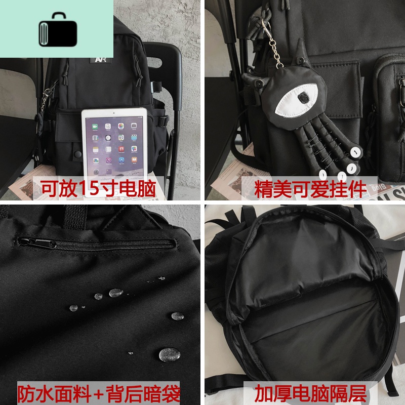 新款潮牌大容量双肩女背包男书包女ins韩版高中多口袋大学生书包NEW LAKE女士双肩包高清大图