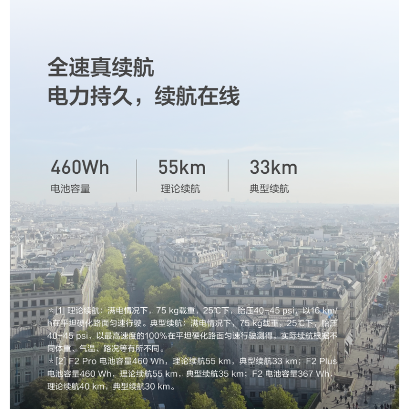 Ninebot九号成人便携折叠上班代步强劲动力F2 Plus