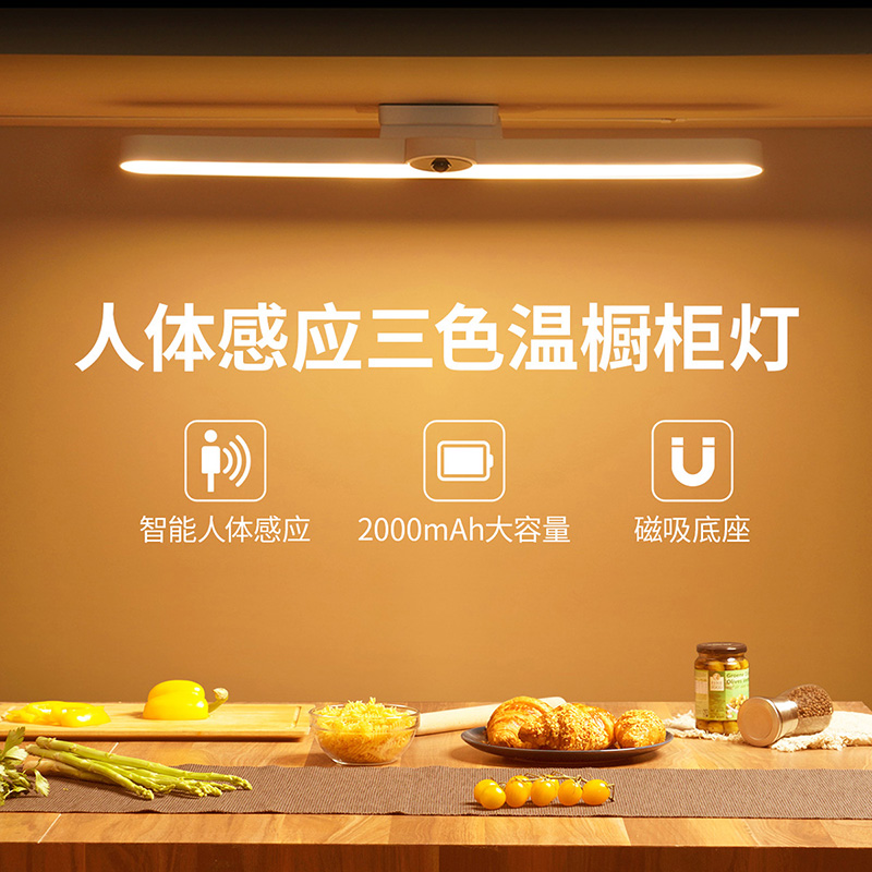 雷士照明人体手势感应灯带充电式led无线厨房衣柜灯条柜子橱柜灯台灯高清大图