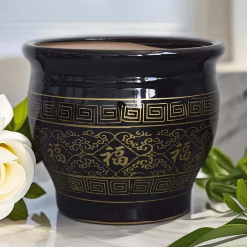 陶瓷花盆 黑色高清大图