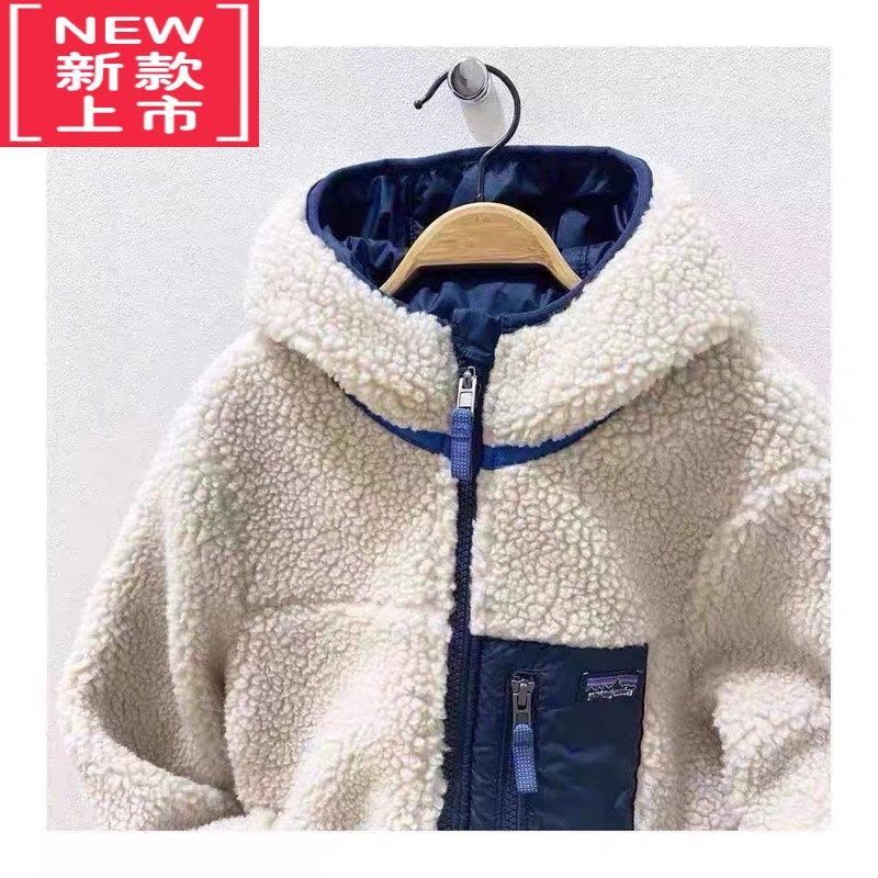 可莉允22冬 日系风儿童双面穿棉服 羊羔毛外套的男女童保暖外套图片