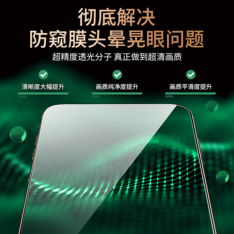 YOCY苹果iPhone13ProMax钢化膜iPhone12Mini手机膜防窥钢化膜防蓝紫光防指纹油污防偷看