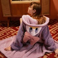 加厚加绒秋冬季学生睡袍浴袍法兰绒睡衣绒女卡通可爱长款韩版