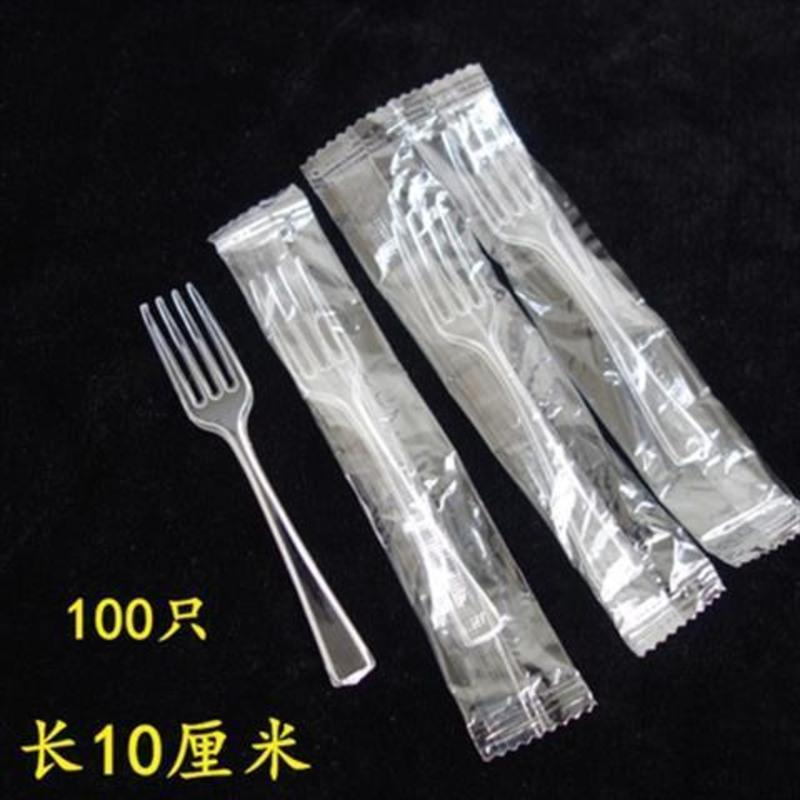 塑料水果叉子一次性叉子单支独立包装蛋糕叉奶茶外卖甜品叉意面叉 高透明 10厘米