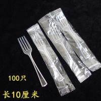 塑料水果叉子一次性叉子单支独立包装蛋糕叉奶茶外卖甜品叉意面叉 高透明 10厘米