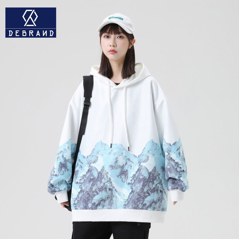 DEBRAND2022春秋新款卫衣女ins潮秋季宽松百搭撞色连帽外套上衣服
