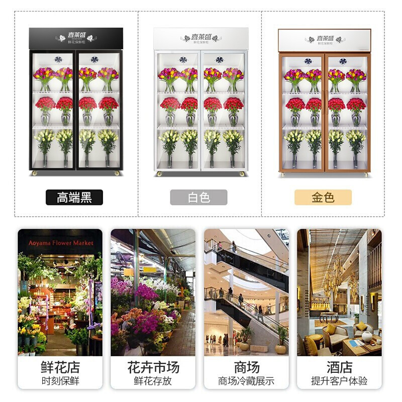喜莱盛品牌自营风冷鲜花保鲜柜花店冷藏柜双冷藏展示柜