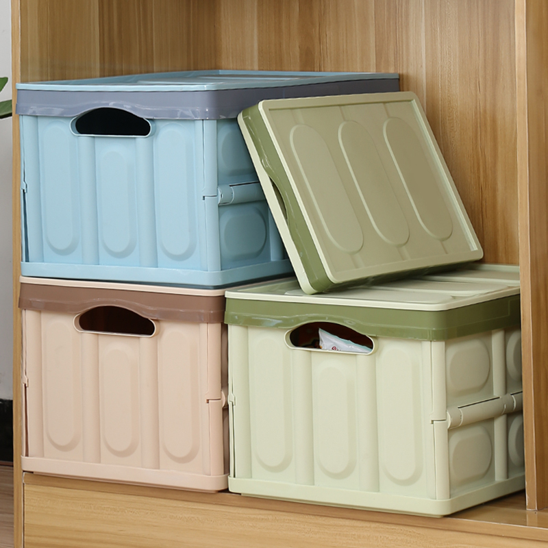 书箱可折叠收纳箱学生高中装书本用的收纳盒家用储物整理箱子大号卡其