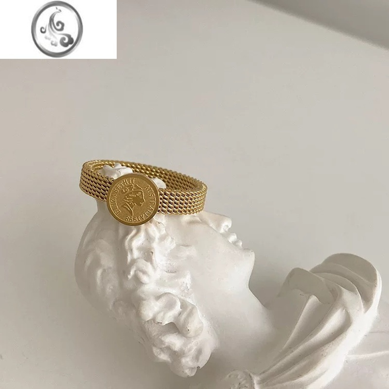 jimi洗手不用摘硬币风女王头像小众设计高级感法式复古气质中指戒指女