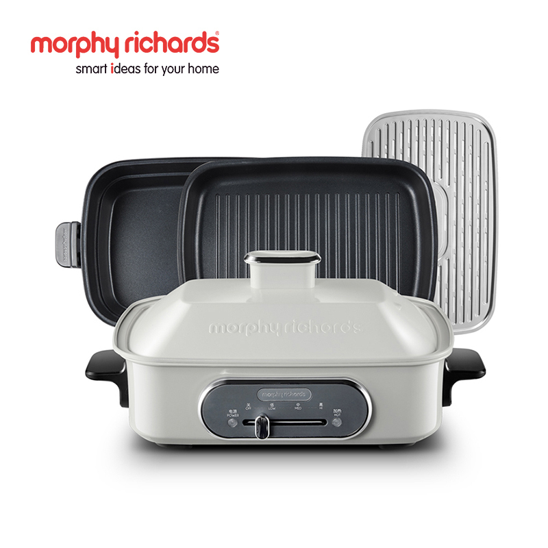 摩飞电器(MORPHY RICHARDS) 多功能锅料理锅 电烧烤锅电火锅蒸锅家用电烤锅MR9088 白色标配高清大图