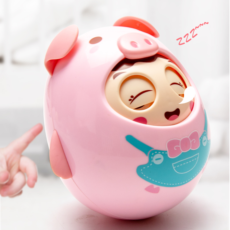 ARAL宝贝 小猪眨眼不倒翁玩具 婴幼儿宝宝益智玩具 小孩1-3岁大号不倒翁男孩女孩玩具 颜色随机发货 1022-25