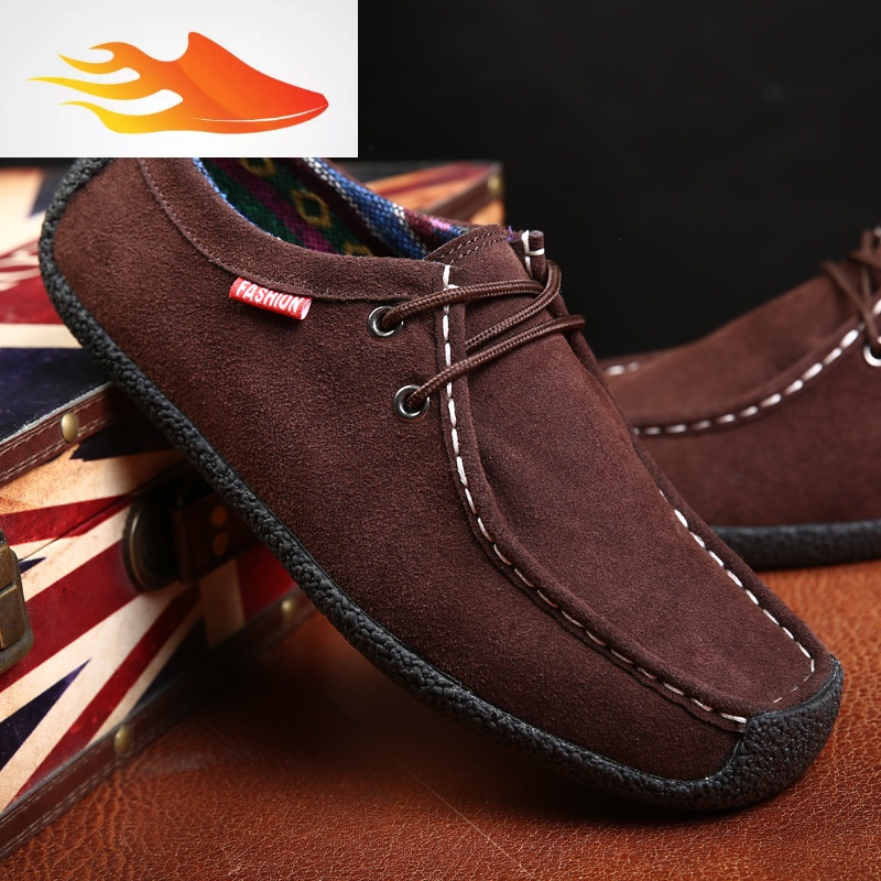 fishbasket韩版男士蜗牛帆船鞋春秋百搭反绒皮翻毛男鞋休闲大码男鞋