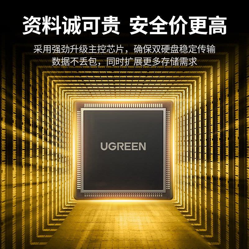 绿联(Ugreen)CM198 2.5&3.5英寸移动硬盘座(双盘位)支持脱机拷贝USB接口硬盘盒底座双盘位50742图片