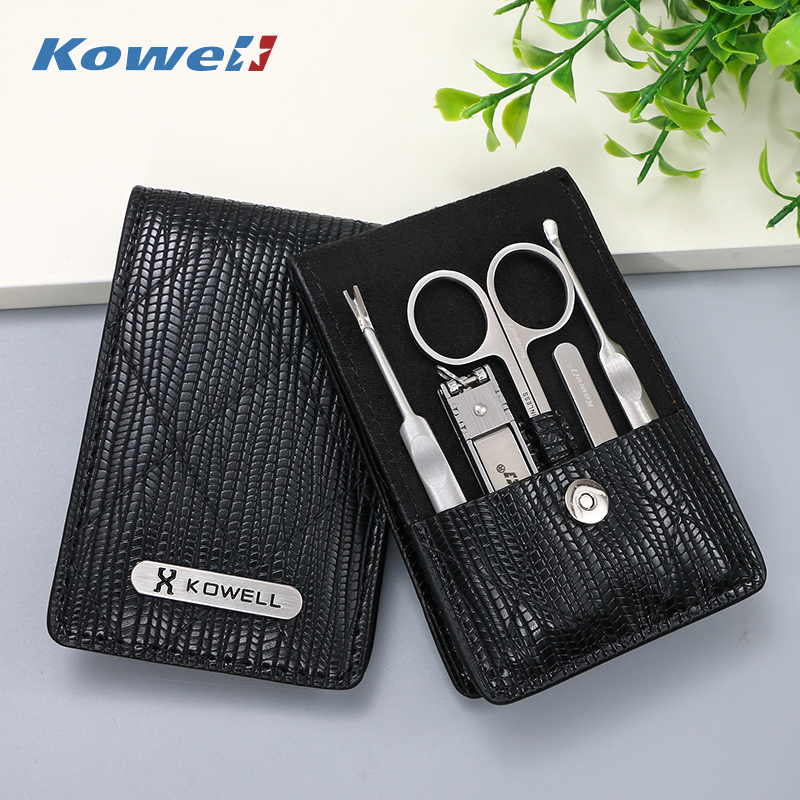 韩国(kowell)进口指甲刀套装多功能不锈钢指甲剪家用修甲美甲修脚刀套装黑色