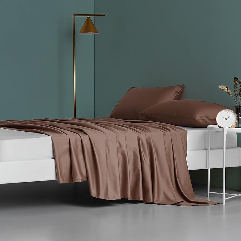 60支A类床单单件纯棉1.5米单人双人1.8m全棉贡缎被单三件套_879 床单单件:180x240cm【适用于1.2m床】 咖棕