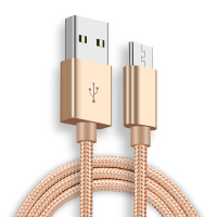 2米安卓数据线oppor7/r9plus手机线华为畅享6s快充充电线金色尼龙小米4连接线