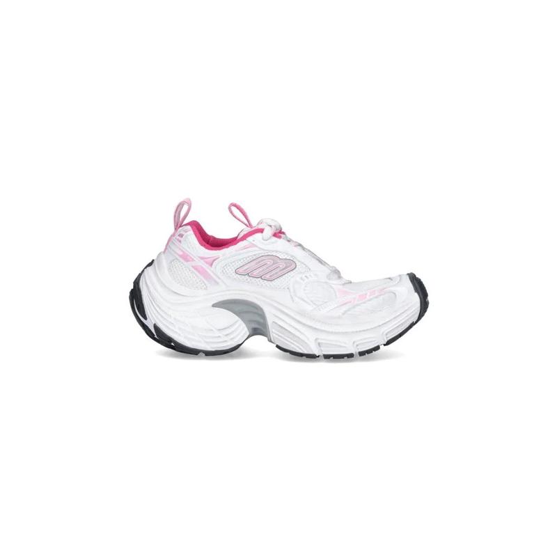 巴黎世家(Balenciaga)白色运动厚底休闲跑鞋女圆头系带撞色设计防