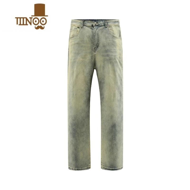 YANXU停机坪 黑色牛仔长裤潮牌男女修身高街百搭水洗直筒裤