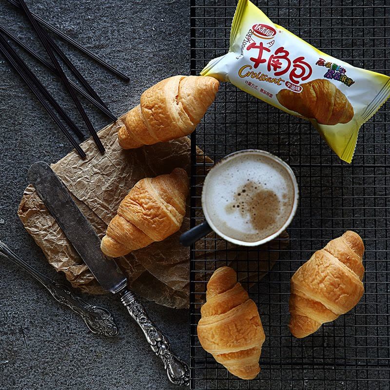 达利园 牛角包牛油味1000g/箱 装可颂面包早餐点心零食礼盒图片