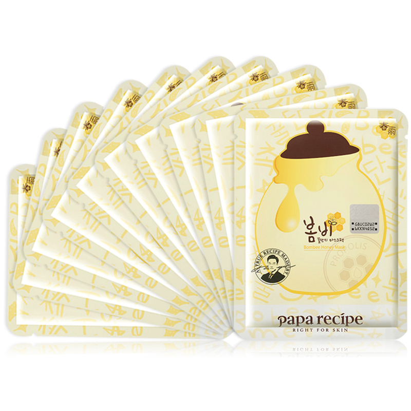 春雨(papa recipe)蜂蜜面膜贴保湿舒缓补水修护 孕妇敏感肌可用10片装 黄色蜂蜜面膜10片装