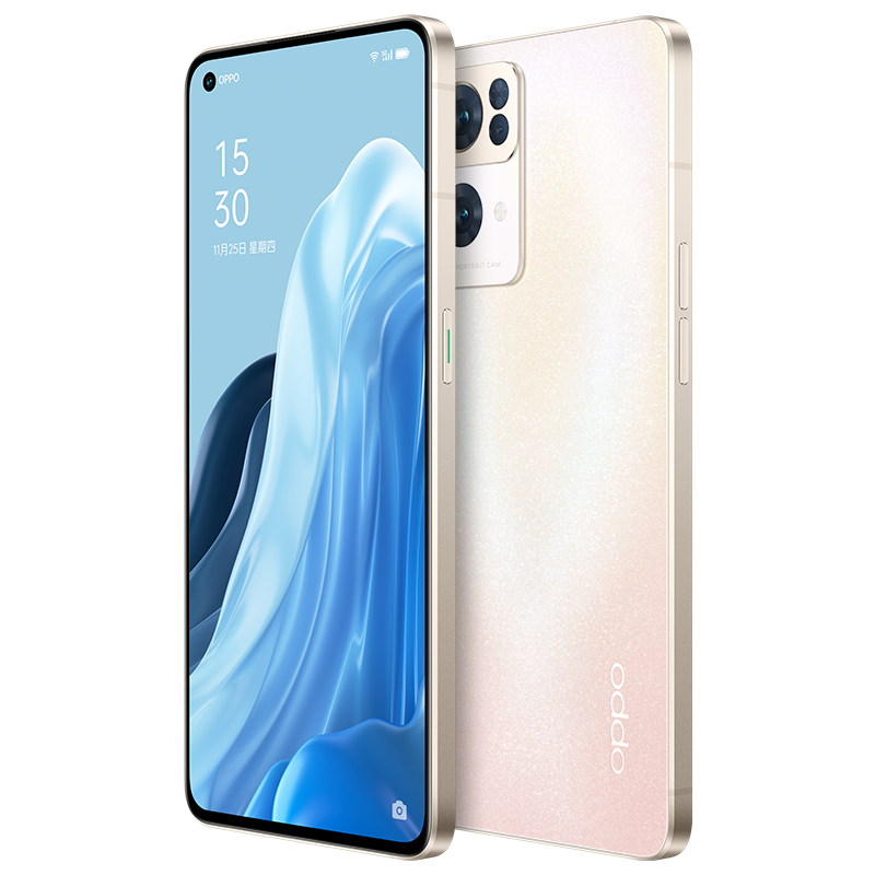赠智能手表opporeno7pro手机暮雪金12gb256gb5g全网通天玑1200max拍照