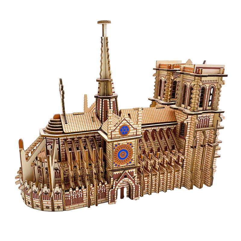 巴黎圣母院拼图立体3d模型高难度成人木质大型国外拼装建筑大教堂巴黎