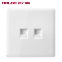DELIXI 德力西开关插座大板无边框白pc家用暗装宽带网线电脑插座二位电脑CD790白