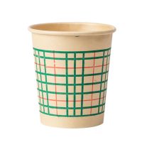纸杯一次性纸杯加厚市家用办公纸杯茶水杯子|本色绿方格【加厚7盎司】 500只