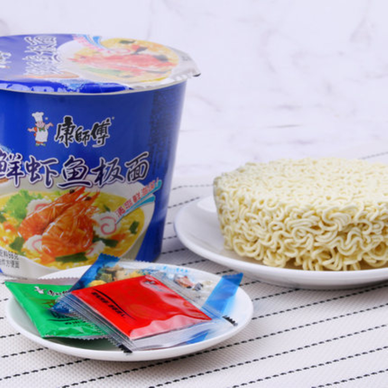 康师傅经典鲜虾鱼板面101g*12桶整箱